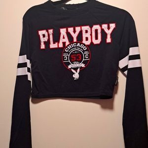 Playboy x Missguided Long Sleeve Crop Top